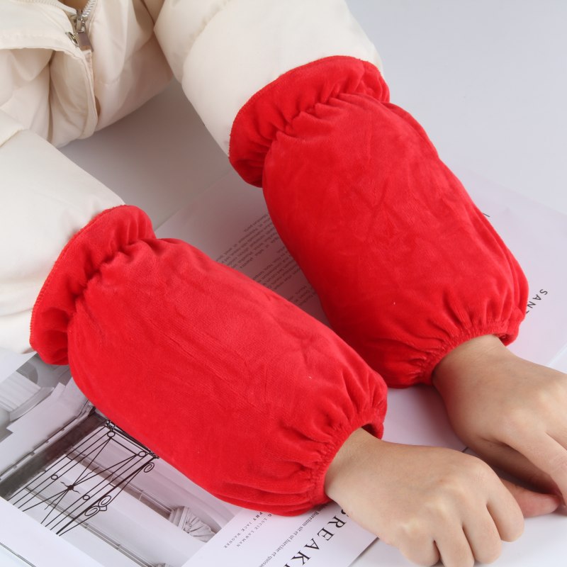 红色袖套女2025新款长款秋冬羽绒服耐防脏成人套袖办公室上班护袖