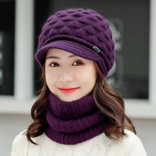 女帽子洋气时髦冬季妈妈时尚老太太毛线帽老年人防寒保暖针织棉帽