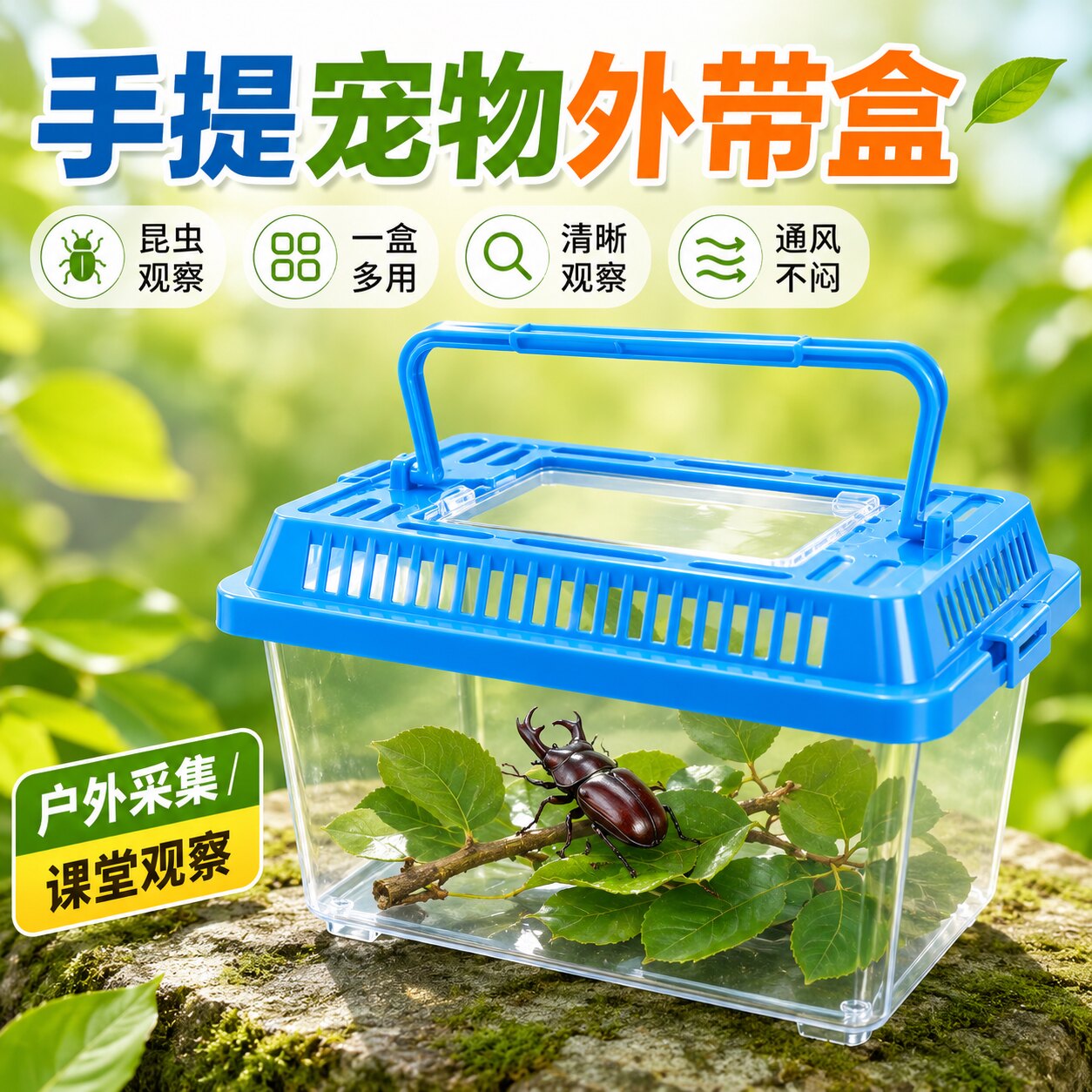 升级款耐摔手提爬宠饲养盒便携缸