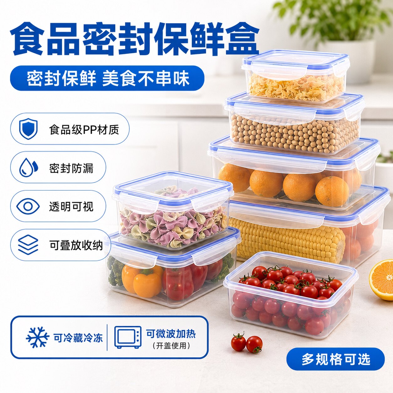 食品级微波冷冻密封保鲜盒密封罐