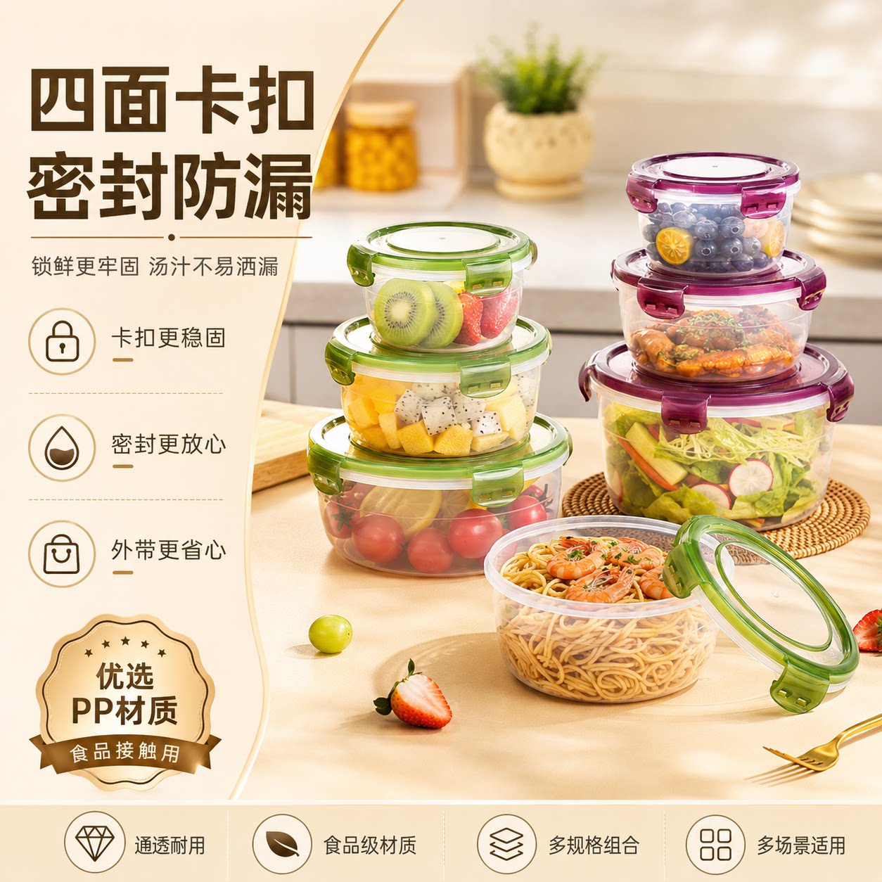 微波炉加热专用大号透明收纳盒学