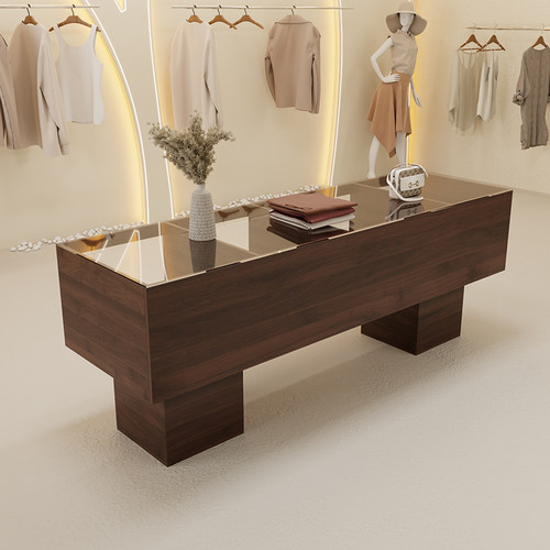 服装店中岛台洞石纹展示桌