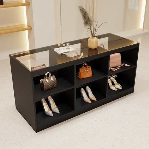 服装店玻璃中岛柜流水台女装饰品摆件陈列展示桌店铺中古风储物柜