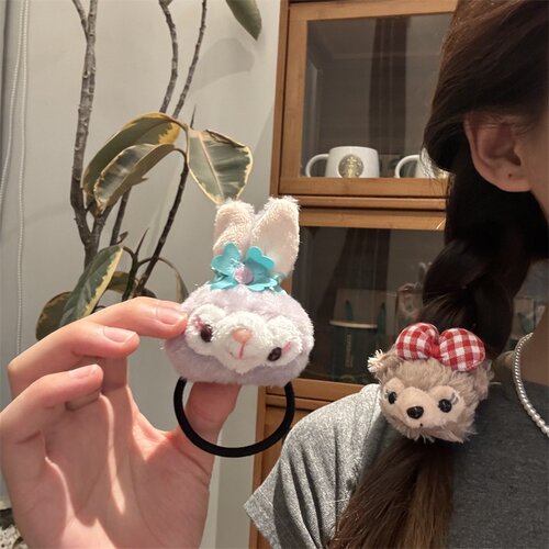 可爱星黛露发圈少女甜美卡通头绳雪莉玫双马尾毛绒毛呢公仔发饰
