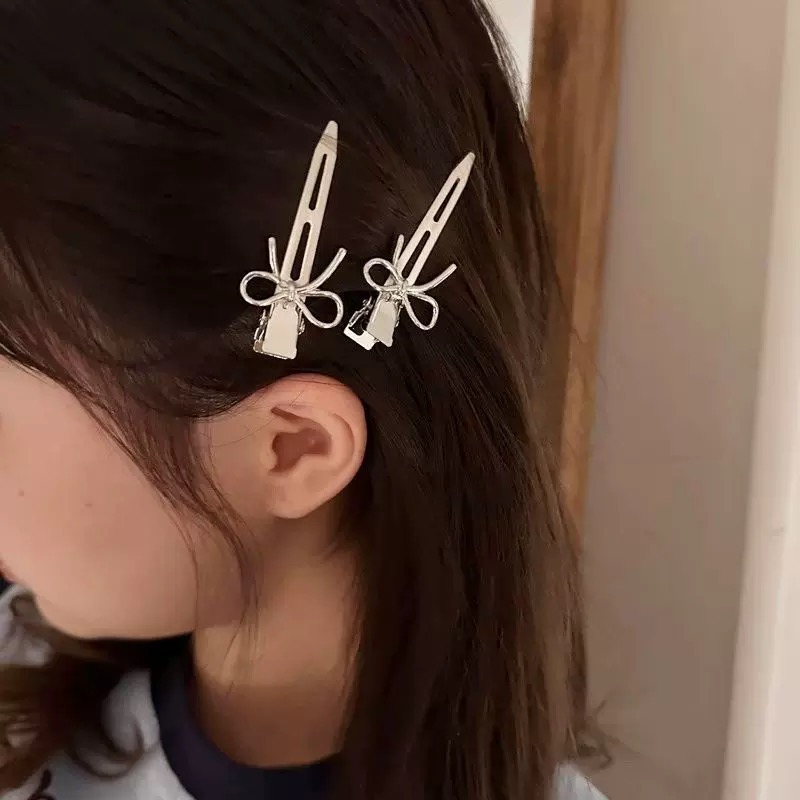 韩系~酷金属蝴蝶结无痕发夹女ins