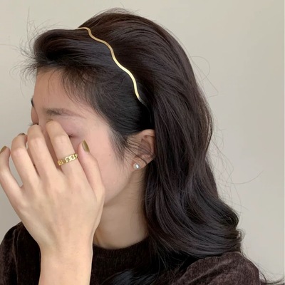 韩国进口ins风气质金属感波浪发箍少女甜美简约外出百搭发卡头箍