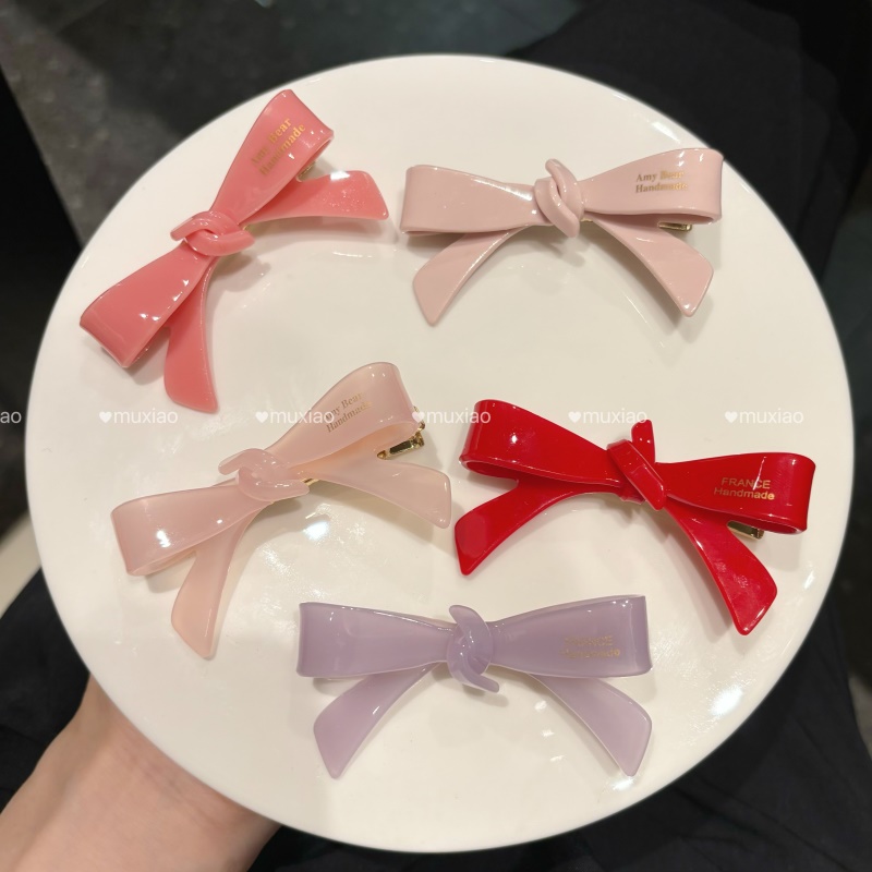 甜美糖果色立体蝴蝶结醋酸发夹少女心刘海侧边夹子韩系顶夹鸭嘴夹