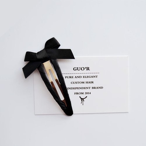 韩国水滴夹bb夹刘海边卡成人黑色中号蝴蝶结发夹丝带顶夹边夹百搭