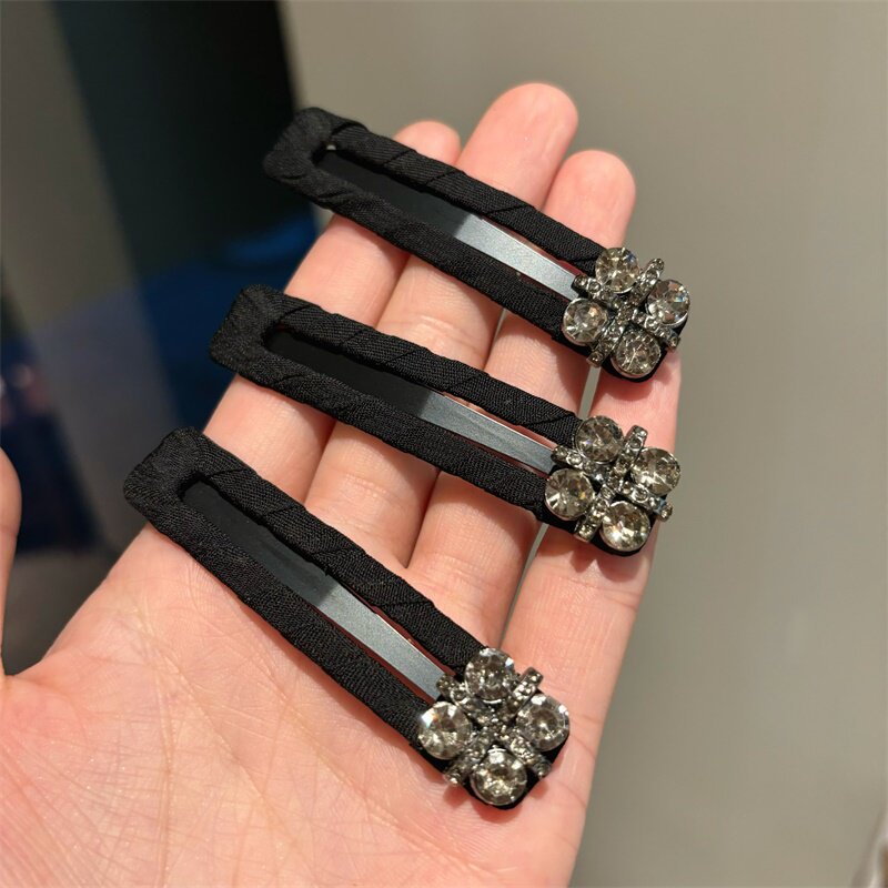 轻奢精品刘海边夹bb夹发夹质感简约成人实用复古闪亮高级水钻对夹