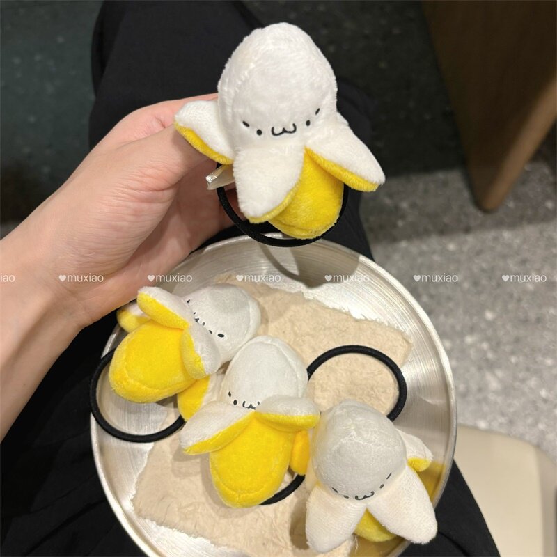 日本原宿剥皮扒皮香蕉君发圈橡皮筋韩国可爱毛绒发绳创意头绳发饰