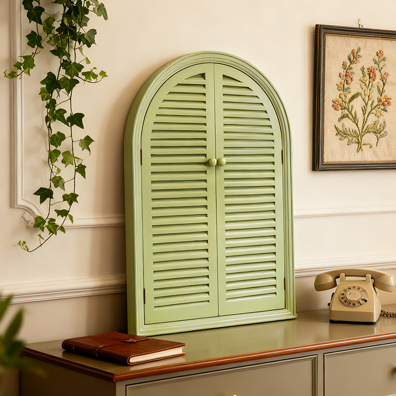 美式实木百叶窗网红墙装饰假窗户摄影拍摄布景道具墙壁遮丑电箱