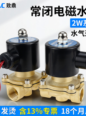 2W常闭电磁阀铜水阀24V气阀开关控制阀220V水管直通2分4分6分1寸
