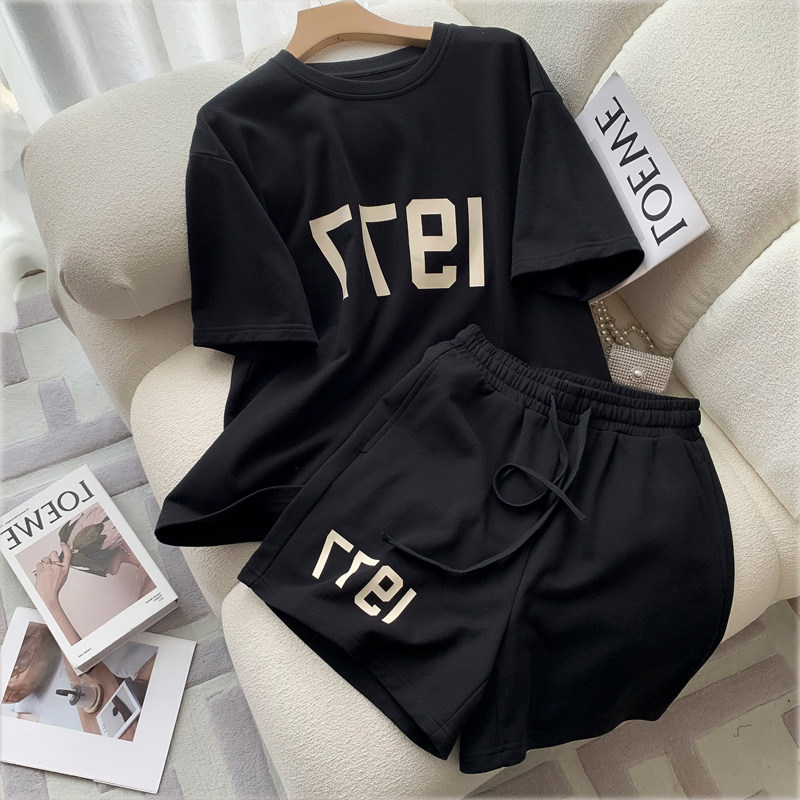 유명 바이어 매장 통관 누출 패션 반바지 정장 여성 패셔너블 스트리트 하이엔드 스포츠 및 레저 투피스 세트