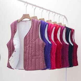 2023加绒马甲女中老年女式羽绒棉坎肩内外穿保暖背心一件
