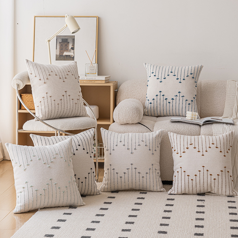 ins风客厅家居抱枕新款小清新棉布床头靠垫组合装枕芯枕套
