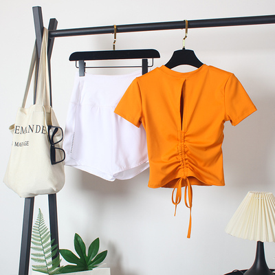 瑜伽短袖套装女时尚运动含胸垫夏