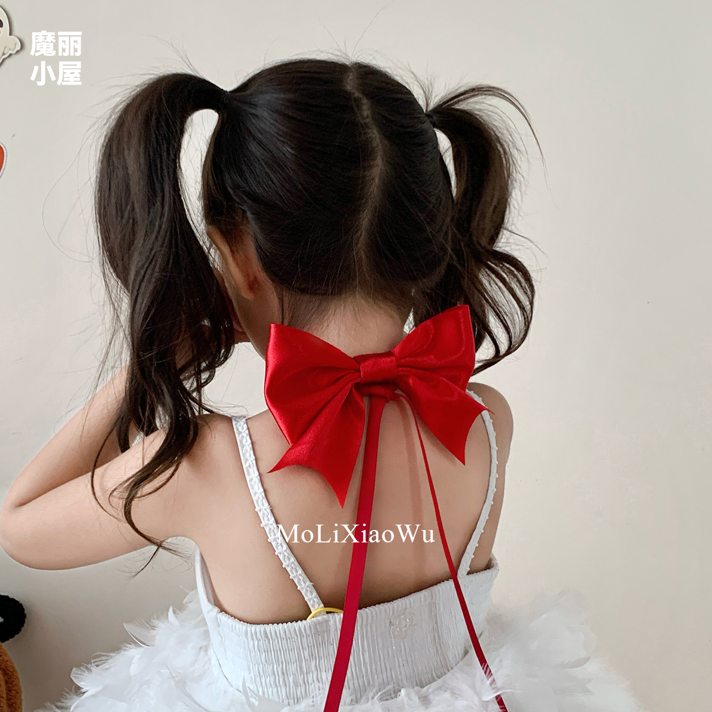 万圣节酒红色丝光缎面蝴蝶结颈链choker女宝宝甜美可爱颈带项链