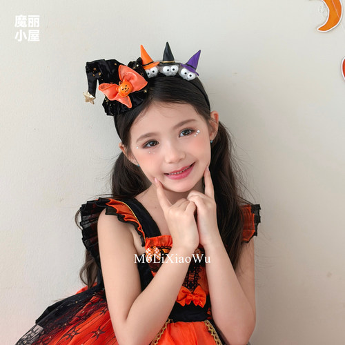 万圣节发箍搞怪可爱魔法帽发饰 幽灵南瓜女巫帽发夹头饰装扮