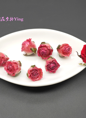 干花手工diy耳环水晶玫瑰蔷薇滴胶半成品永生花真花耳环饰品材料