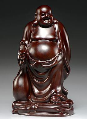 花梨实木雕刻大号布袋大肚弥勒笑佛像摆件家居客厅装饰红木工艺品
