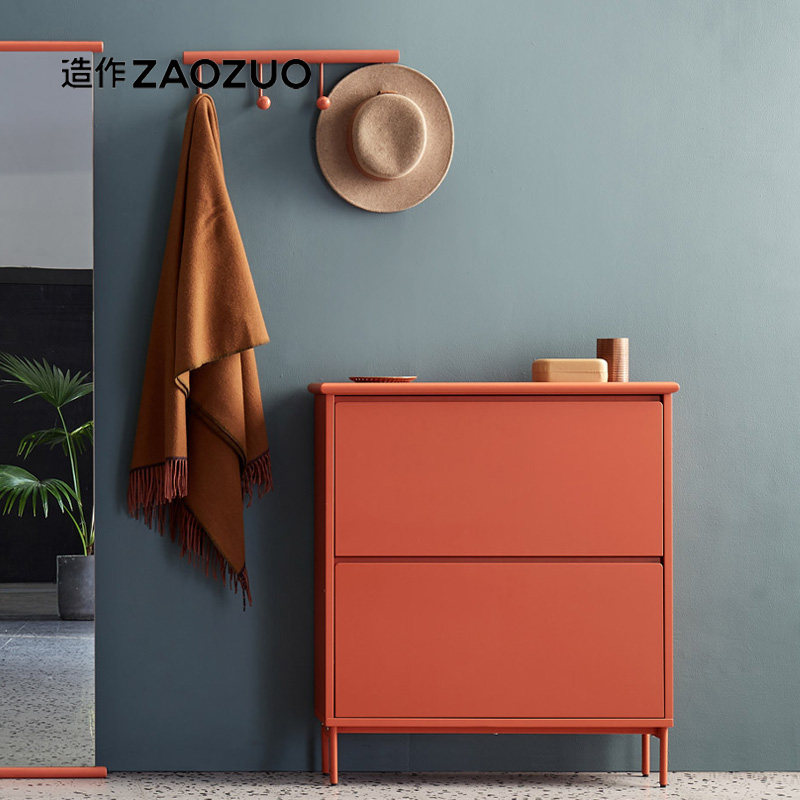 造作美术馆超薄鞋柜翻板储物奶油色极简小户型设计师玄关ZAOZUO