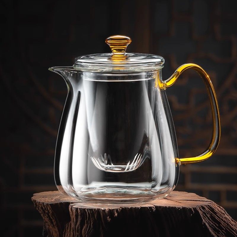 泡茶壶2024新款耐高温玻璃小煮茶壶器一人家用手抓茶水分离急须壶