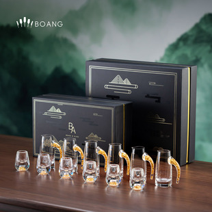 轻奢高档白酒杯套装6件套水晶玻璃分酒器带刻度 家用小酌酒具组合