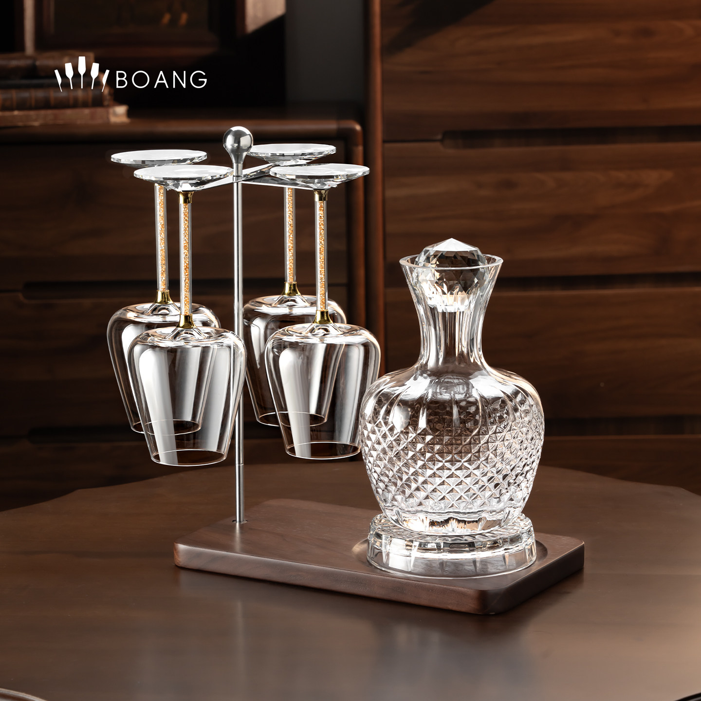 高档红酒杯杯架套装带醒酒器水晶高脚葡萄酒杯轻奢家用酒具送礼,餐饮具,葡萄酒/红酒杯,淘宝优惠券,粉丝福利购,淘宝优惠卷