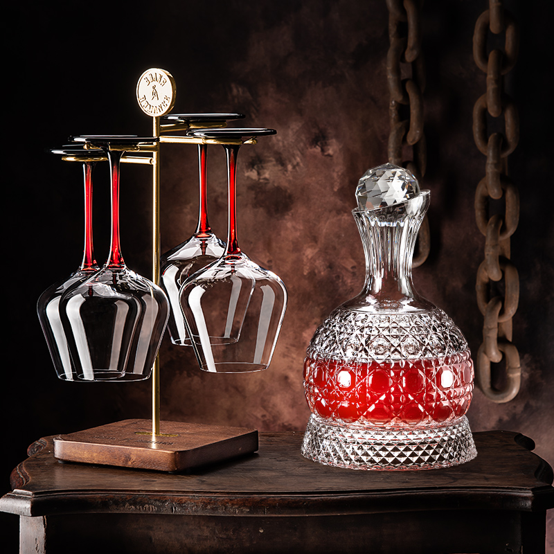 水晶红酒杯葡萄醒酒器套装家用轻奢高档高脚杯子欧式红领结勃艮第