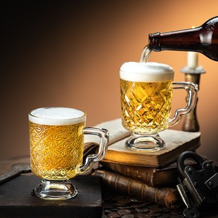 2024新款 啤酒杯高颜值带把手扎啤杯子网红精酿玻璃英雄杯家用套装