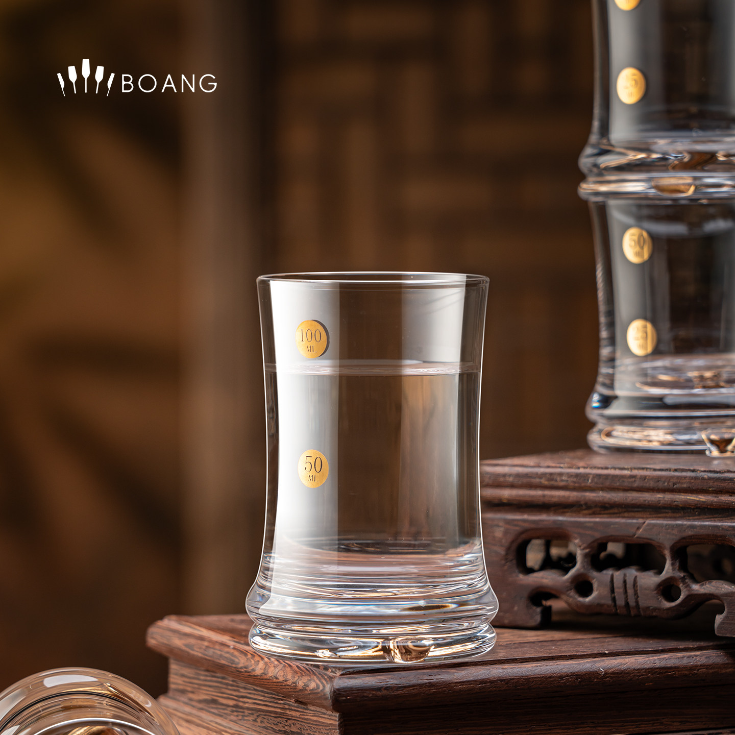 无铅水晶中式竹节白酒杯二两带刻度2只装精致品酒杯家用酒具套装,餐饮具,白酒杯,淘宝优惠券,粉丝福利购,淘宝优惠卷