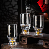 二两白酒杯轻奢高档黄金烈酒杯创意水晶酒具套装 中式 2两品酒杯子