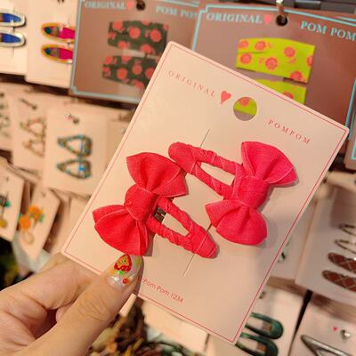 9.24韩国pom新款2025儿童彩色净版蝴蝶结掰掰夹对夹边夹