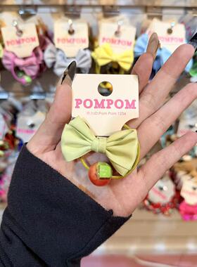 3.4韩国pom新款2026儿童彩色布艺蝴蝶结绕绕发绳发圈