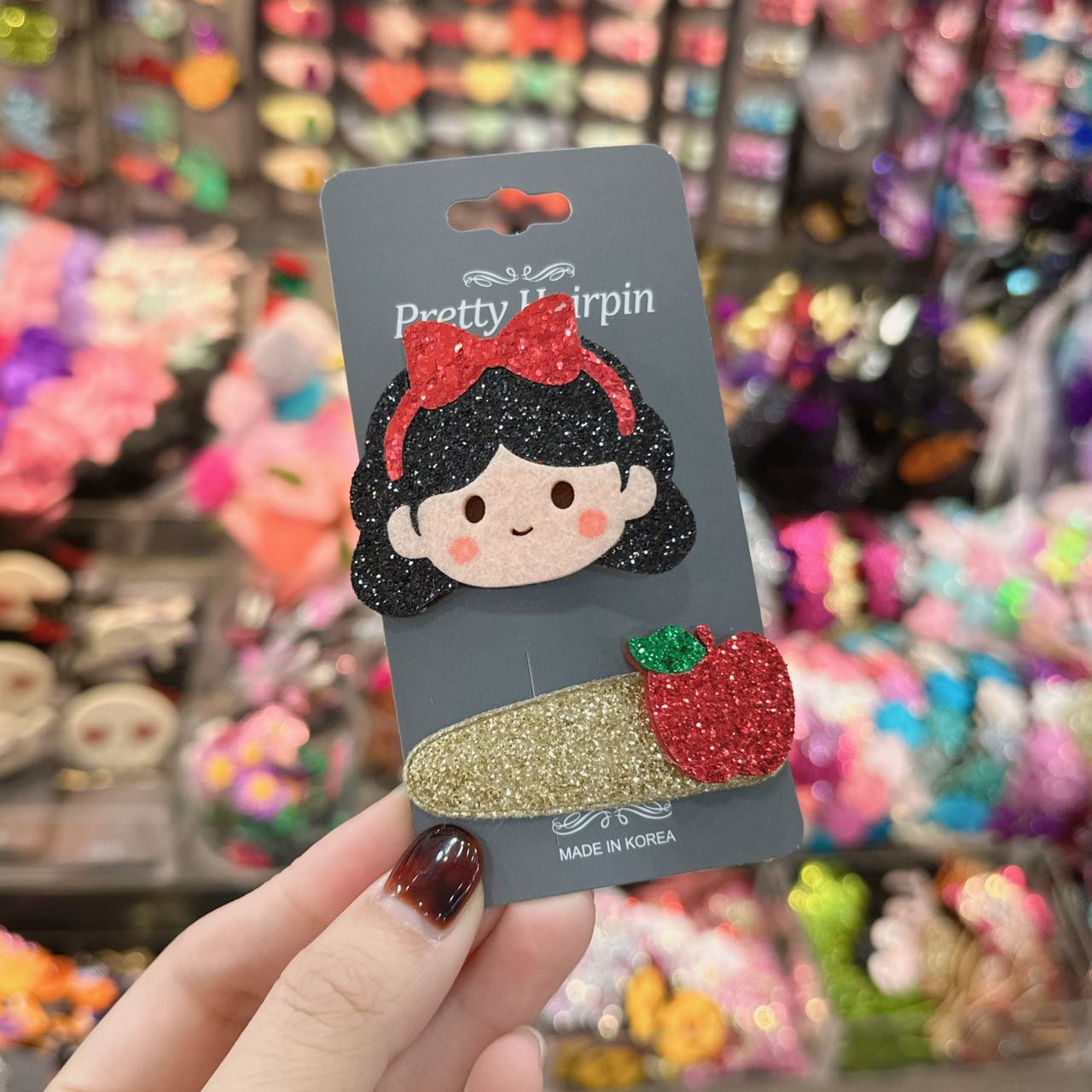 韩国儿童发饰pretty hairpin可爱亮闪小公主发夹小红帽卡通发卡