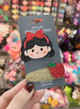 韩国儿童发饰pretty hairpin可爱亮闪小公主发夹小红帽卡通发卡