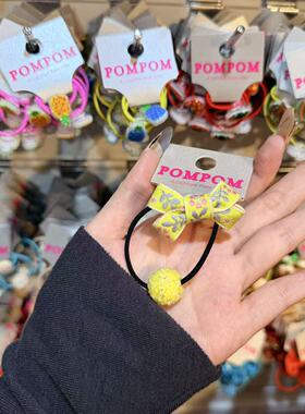 3.4韩国pom新款2026儿童碎花刺绣蝴蝶结绕绕发绳发圈