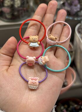 韩国东大门bebeprince儿童发饰糖果色小熊小兔拇指发圈发绳
