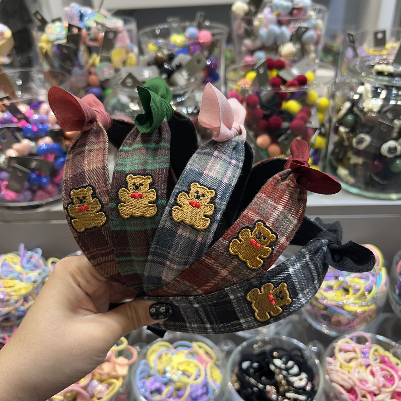 韩国东大门bebeprince儿童发饰磨毛刺绣小熊兔耳朵宽边发箍