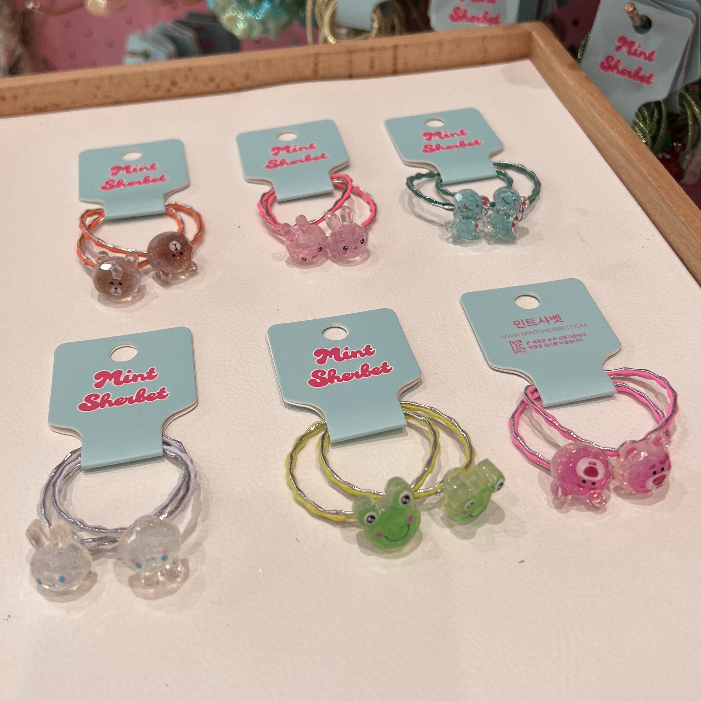 韩国prettyhairpin儿童发饰新款细闪卡通小熊兔子细皮筋发圈头绳