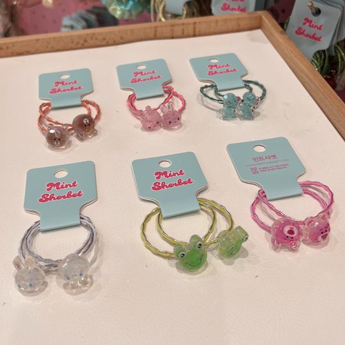 韩国prettyhairpin儿童发饰新款细闪卡通小熊兔子细皮筋发圈头绳