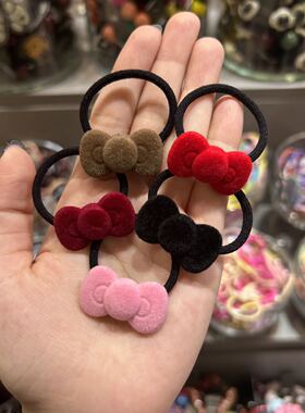 韩国东大门bebeprince儿童发饰植绒蝴蝶结迷你发圈拇指圈发绳