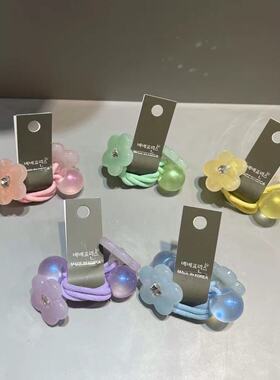 4.16韩国东大门bebeprince儿童发饰镭射光泽球球花朵发绳绕绕发圈