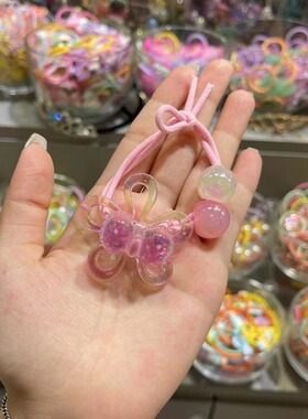 6.14韩国bebeprince儿童发饰可爱甜美亚克力双绳花朵兔子一对发圈