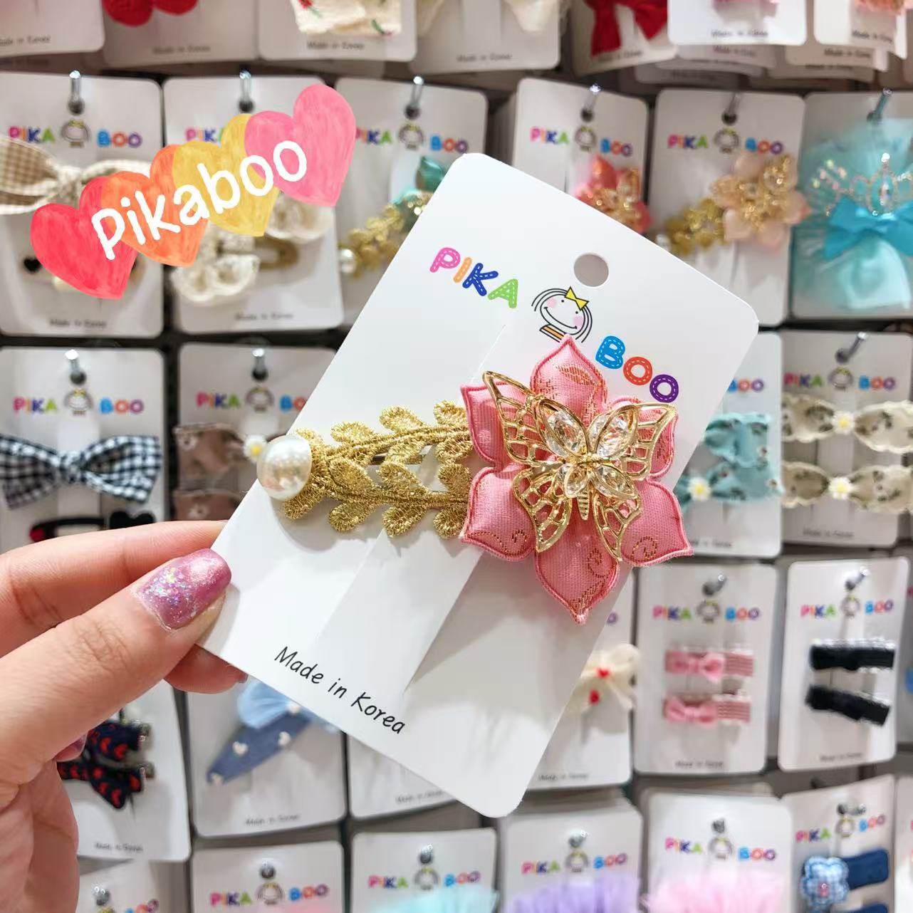 韩国儿童发饰pikaboo刺绣花花立体蝴蝶边夹发夹,饰品/流行首饰/时尚饰品新,发饰,淘宝优惠券,粉丝福利购,淘宝优惠卷