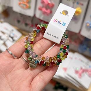 4.23韩国发饰pikaboo新款 可做手链 金标串珠闪亮发发圈发绳经典