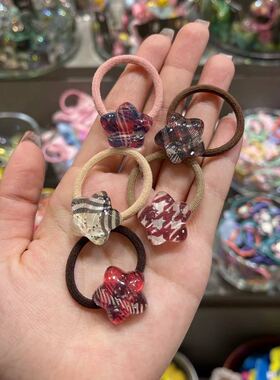 12.8韩国bebeprince儿童发饰格纹星星发绳发圈