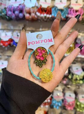 3.4韩国pom新款2026儿童彩色水果满钻绕绕发绳发圈