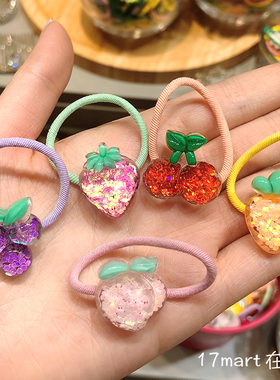 韩国bebeprince儿童发饰亮片水果樱桃发圈可爱彩色女宝马尾头绳