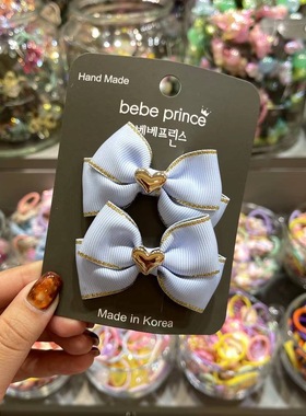 10.27韩国bebeprince儿童发饰金属爱心蝴蝶结夹边夹发夹
